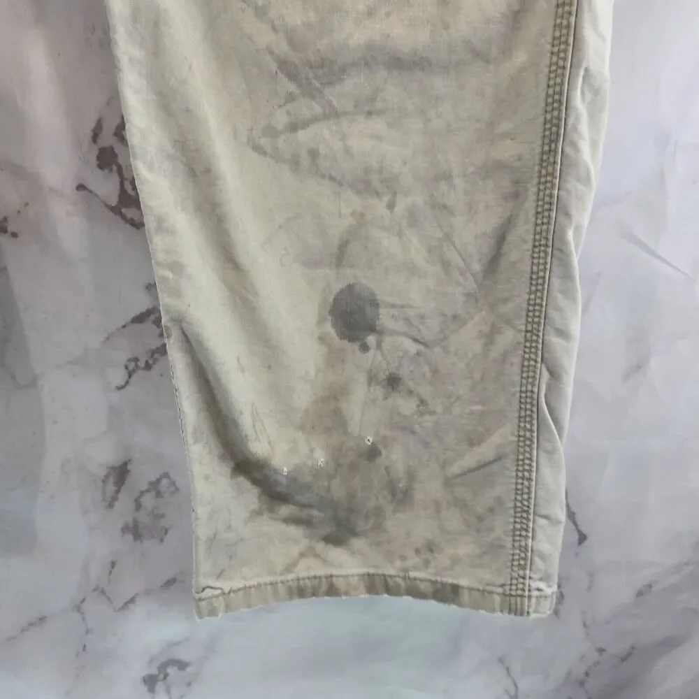 Carhartt Pants Men 38 X 30 Canvas Duck Straight Vintage Dungaree Fit Beige White